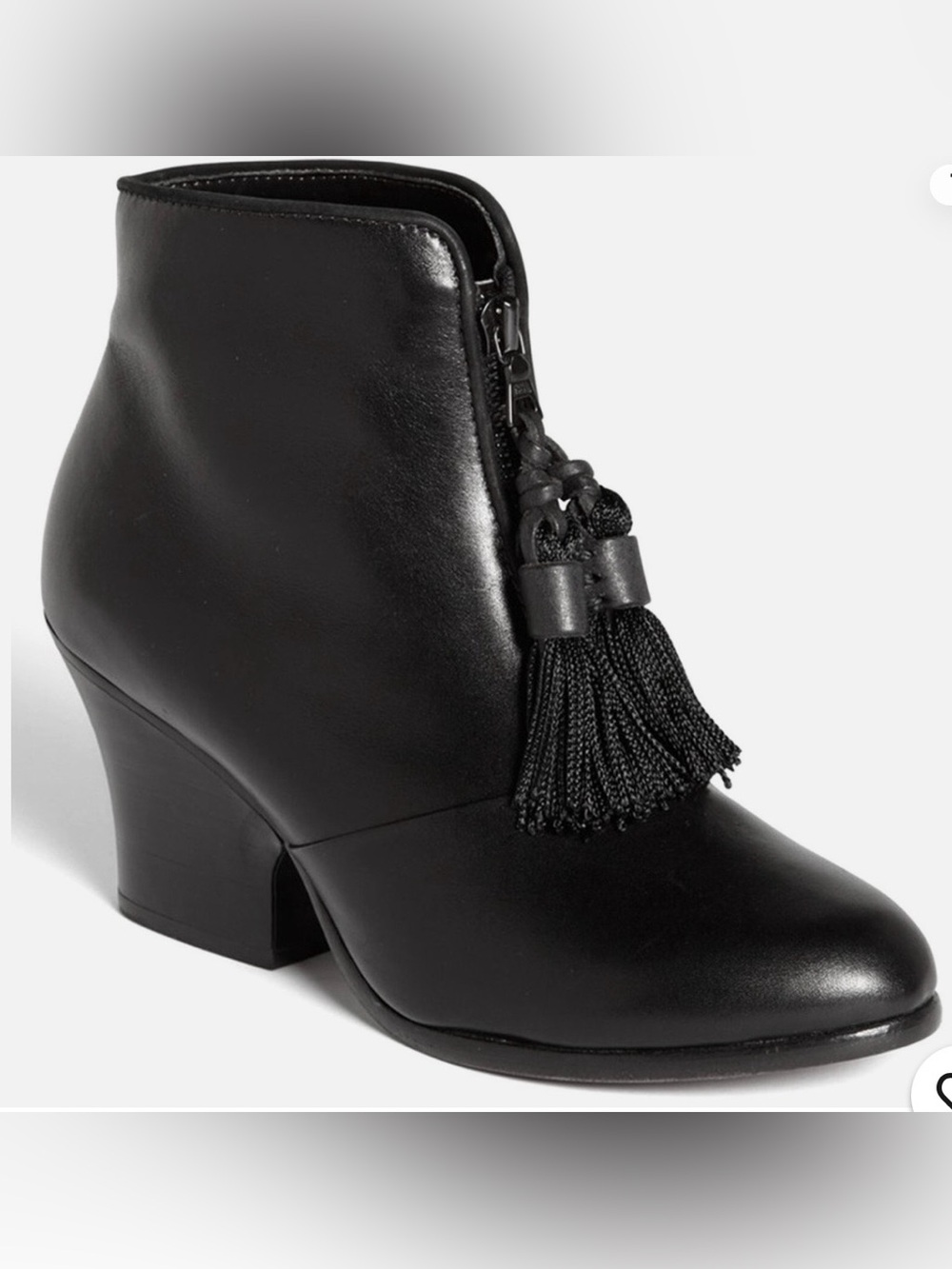 rag & bone Black Leather Tassel Ankle Boots